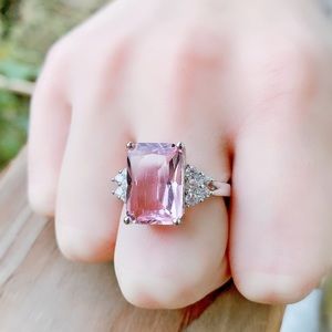 💎New Stamped S925 Pink Sapphire Ring Size 9